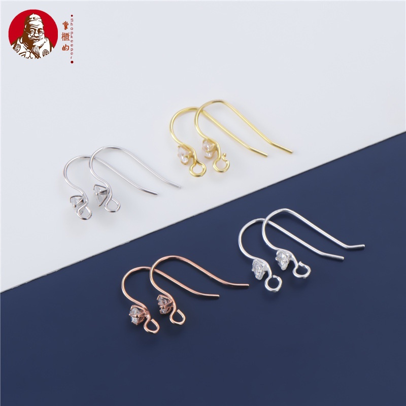 Bông Tai Mạ Vàng / Bạc 925 Hình Hạt Kim Cương Làm Thủ Công DIY