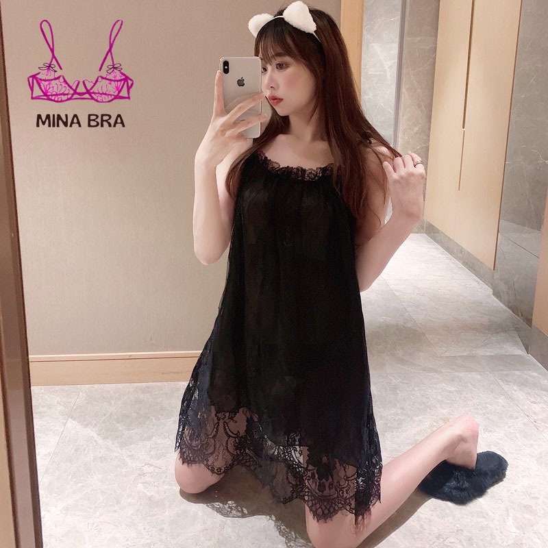 Váy Ngủ Đẹp Dễ Thương Thời Trang MINABRA Đầm Ngủ Công Chúa Phối Ren Mềm Mại, Thoải Mái KL02 | BigBuy360 - bigbuy360.vn