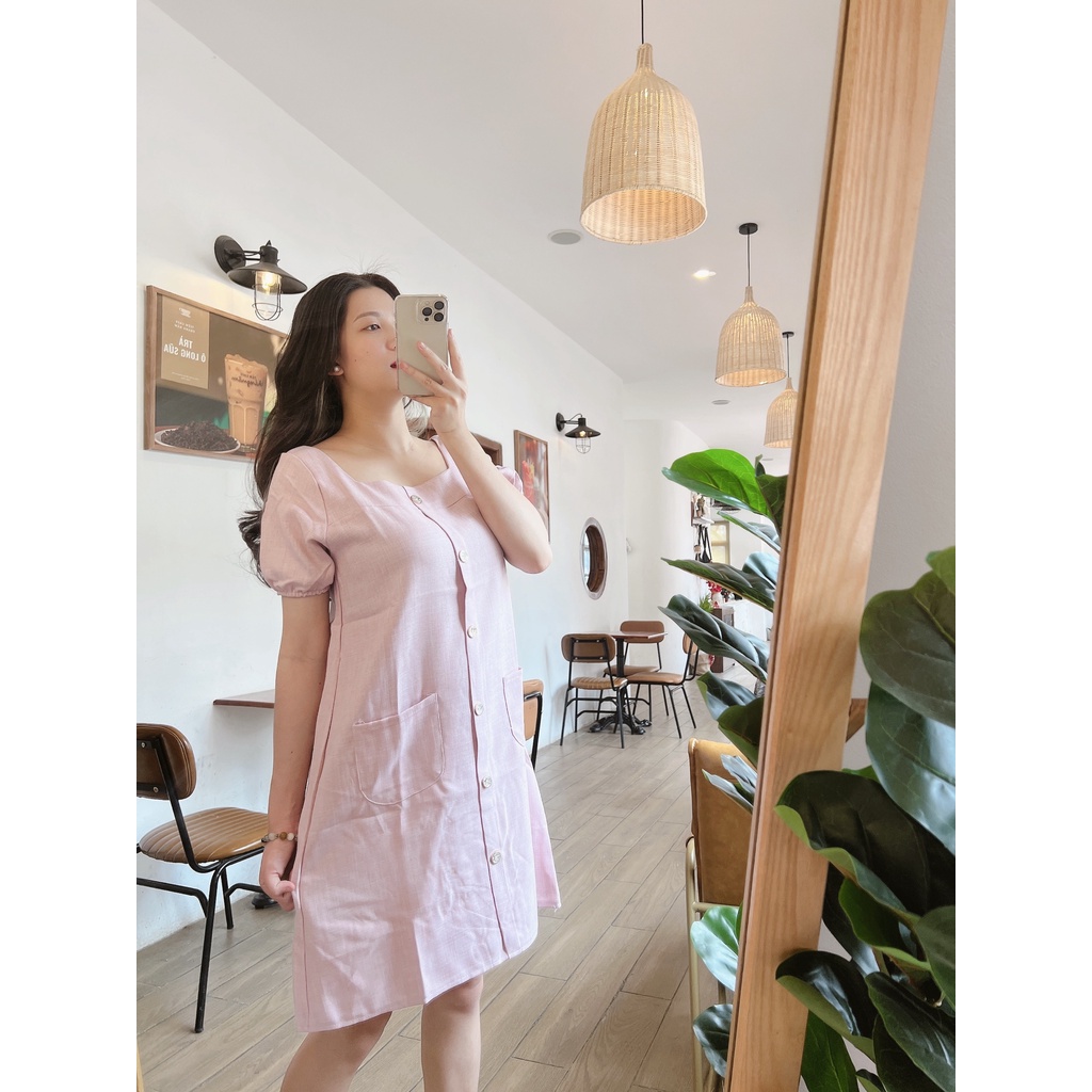 Váy bầu cổ vuông thiết kế công sở xinh xắn MSP266 hàng freesize Mom and Baby