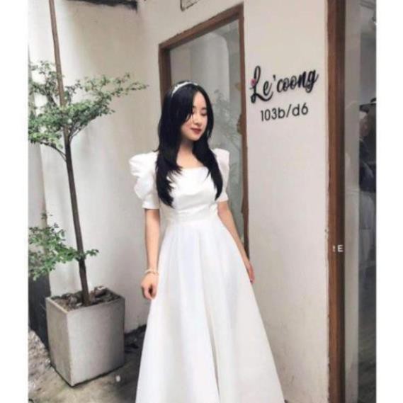 Đầm dự tiệc trắng xòe nơ lưng Cindy Dress sang trọng | BigBuy360 - bigbuy360.vn