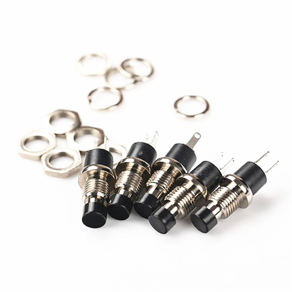 Set 5 công tắc tròn DIYMORE mini AC 220V 0.5A PBS-110 màu đen 7mm