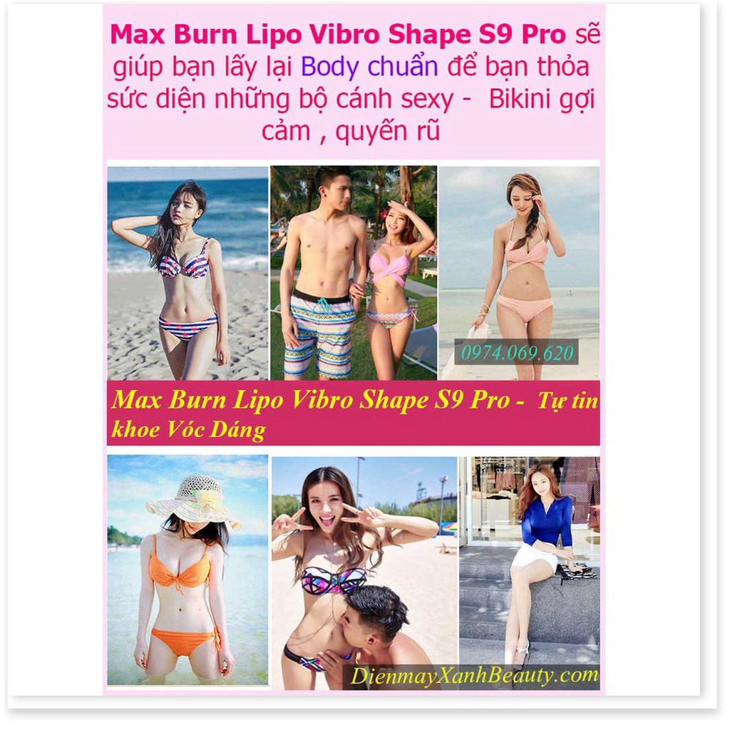 Máy Massage bụng Rung Nóng Tan mỡ Chính Hãng Mỹ Max Burn Lipo Vibro Shape S9 Pro- Đai Massage bụng- máy đánh tan mỡ bụng