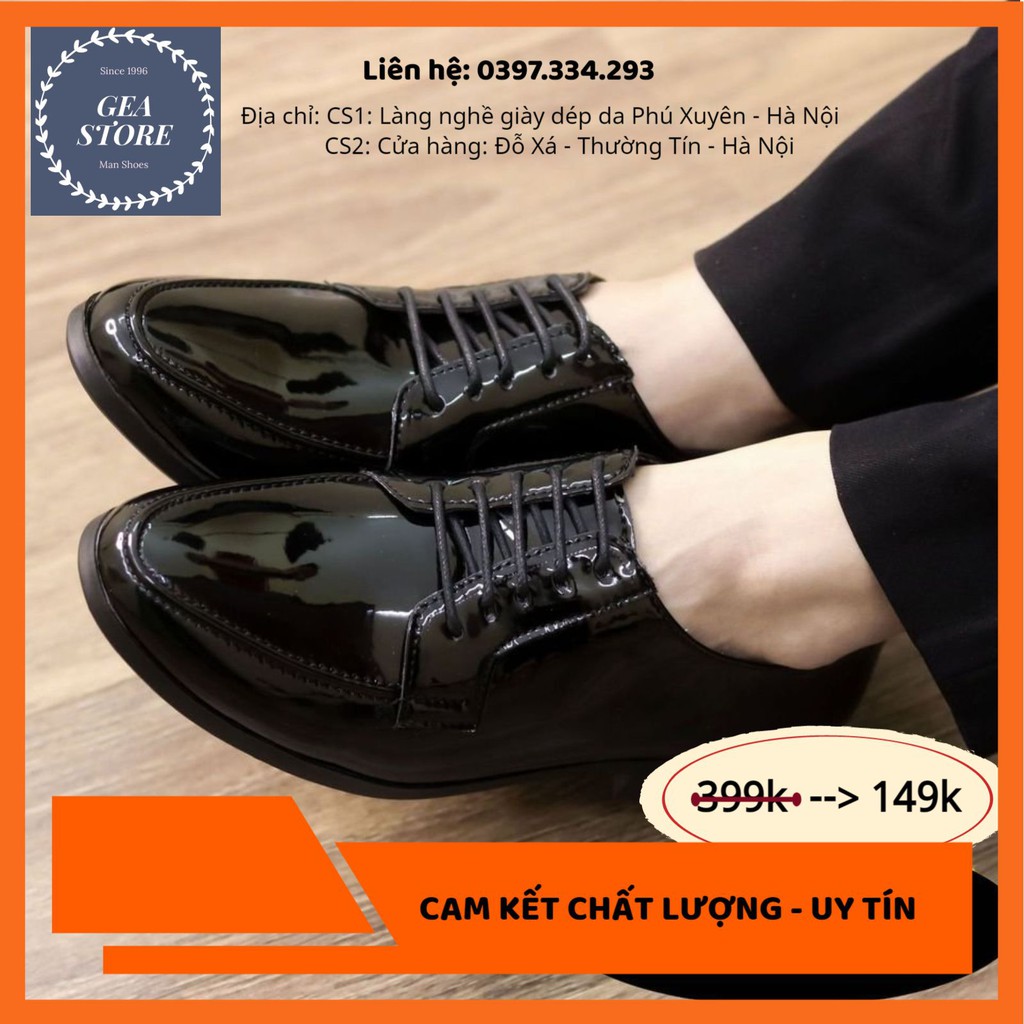 Giày tây nam công sở giá rẻ tăng chiều cao phong cách trẻ trung chất liệu da bóng đế cao su đúc - Mã GEA43