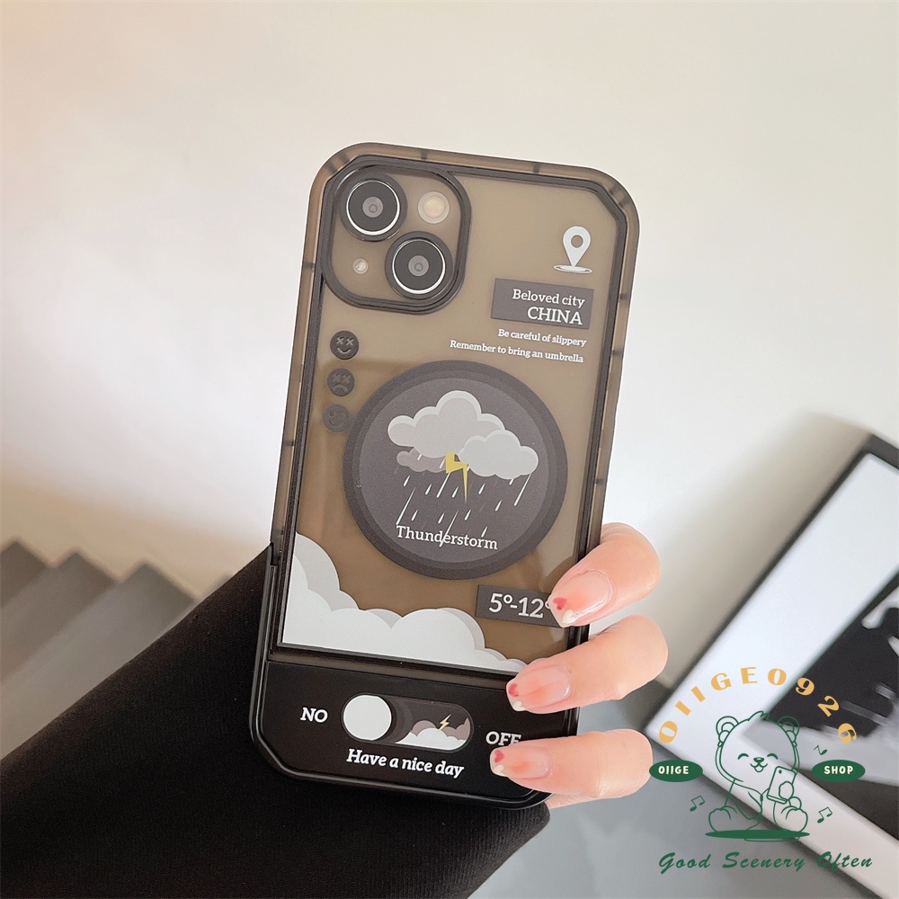 Ốp Điện Thoại TPU In Hình Thời Tiết Kèm Giá Đỡ Ẩn Cho Iphone 13 12 11 Pro Max Xs Max Xr X 8 7Plus