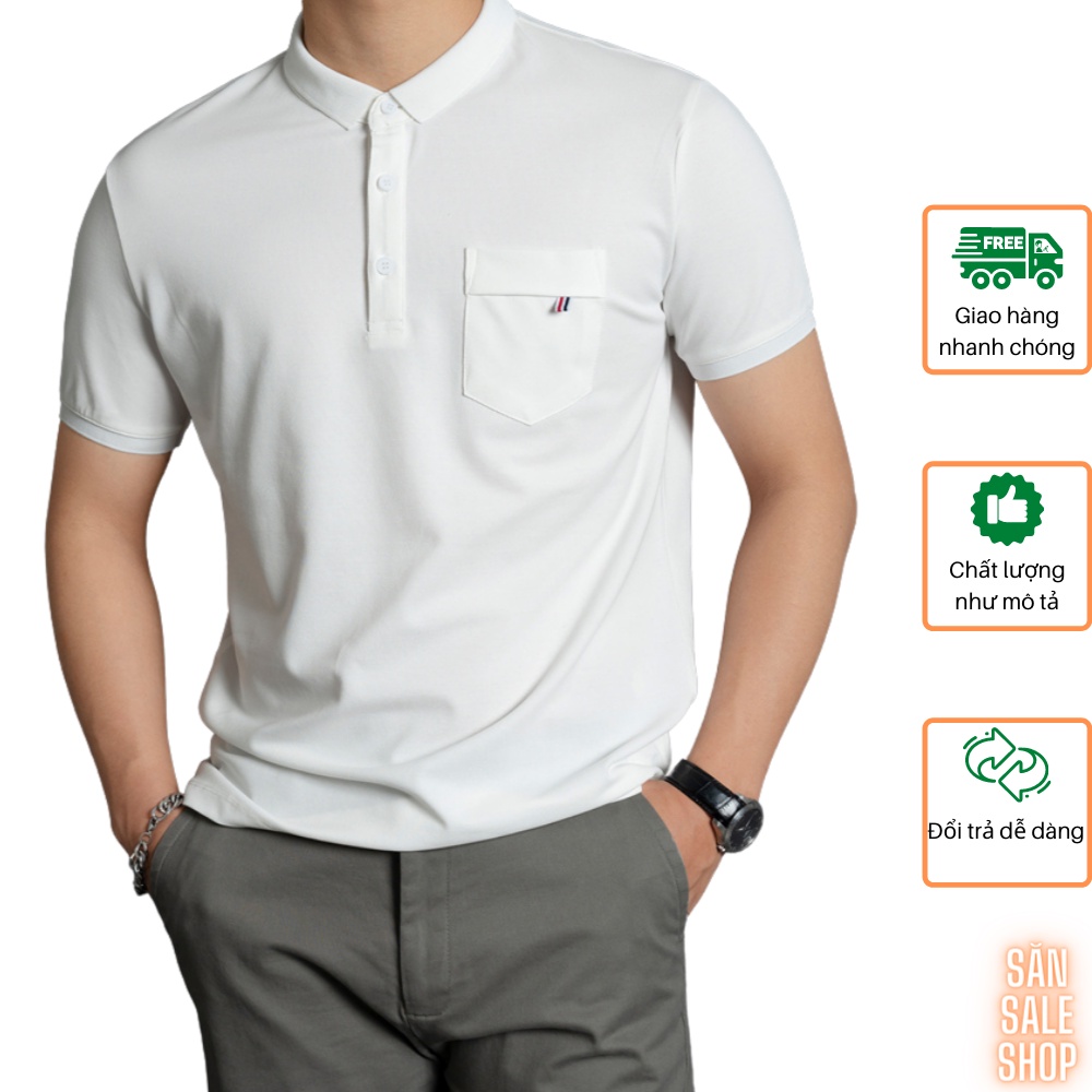 Áo thun Polo nam cổ bẻ vải Cotton CVC trơn hoạ tiết túi ngực dệt 3S x THE SIZE - Xanh rêu | BigBuy360 - bigbuy360.vn