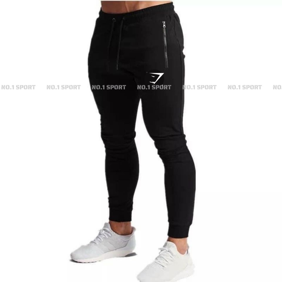 Jogger GymSharks LoGo Thêu - chất Thun Poly 2 Da - Túi Khóa