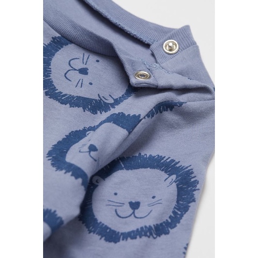 [HM AUTH] Set 2 áo cotton dài tay bé trai HM auth hình sư tử xanh