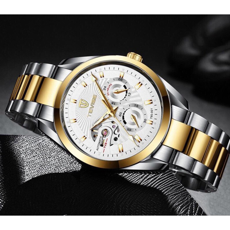 ĐỒNG HỒ AUTOMATIC TEVISE CHÍNH HÃNG NAM 795-001 DÂY INOX NGUYÊN KHỐI CAO CẤP