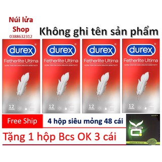 [COMBO] 4 hộp Bao cao su SIÊU MỎNG Durex Fertherlite Ultima - 48 cái