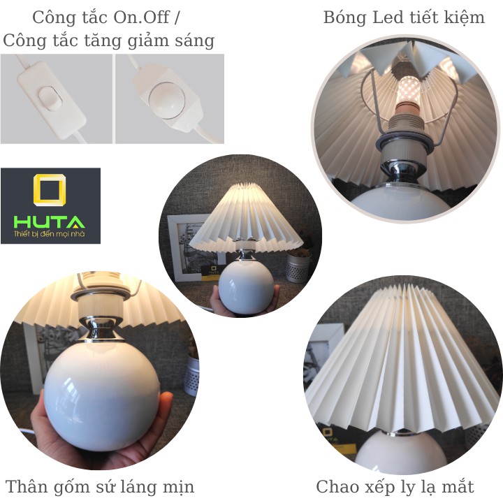 Đèn Ngủ Để Bàn Điều Chỉnh Độ Sáng, Vintage Hàn Quốc, Bóng Led, Dùng Trang Trí Decor, Để Đầu Giường, Phòng Ngủ, Mã S8