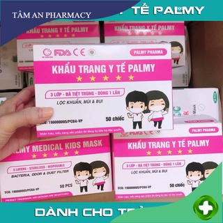 Khẩu Trang Y Tế Trẻ Em PALMY PHARMA 3 Lớp Kháng Khuẩn ( Cho Bé Từ 5-12 Tuổi ) Hộp 50 Cái - Hàng Chính Hãng
