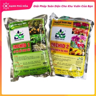 Combo Phân Bón Hữu Cơ Cho Lan Orchid 1&2 500g/Gói -Dùng Cho Hoa Lan,Cây Cảnh, Màu Sắc Đẹp, Bao Gồm Phân Dơi & Trùn Quế