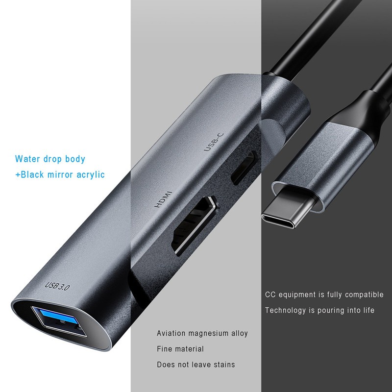 Bộ Chia Cổng Usb C 3 Trong 1 4k Hdmi Pd 60w Usb 3.0