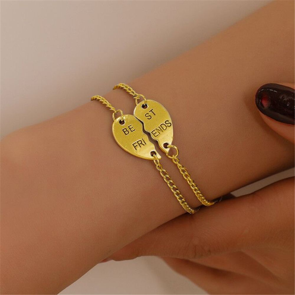 Bộ 2 Vòng Tay Tình Bạn Mặt Mảnh Ghép Trái Tim Nhiều Màu Thời Trang