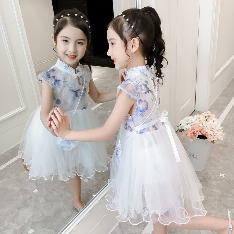 Đầm Sườn Xám Công Chúa Vải Gạc Siêu Nữ Tính Thời Trang Mùa Hè Mới Cho Bé Gái