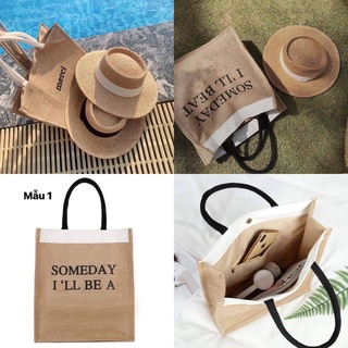Túi Cói Đi Biển Someday_ Merci vừa a4 laptop_đựng đồ