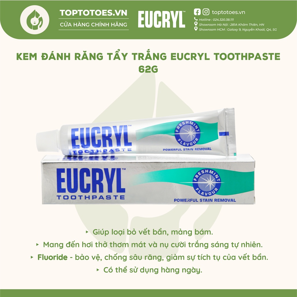 Kem Đánh Răng Tẩy Trắng Eucryl Toothpaste 62g