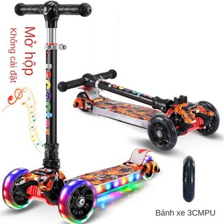 Scooter trẻ em 2-3-6-10- 12 tuổi ngồi một chân xe đạp gấp bốn bánh đẩy trượt giải quyết đàn ông và phụ nữ