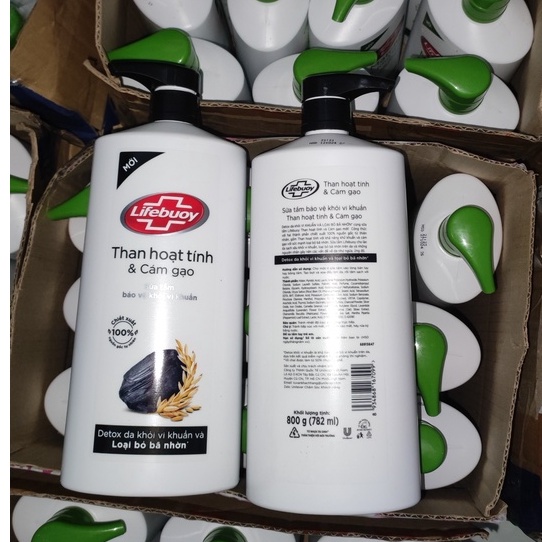 Sữa Tắm Lifebuoy Detox Than Hoạt Tính & Cám Gạo 800g