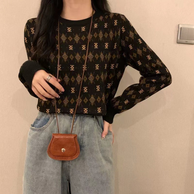 Áo Sweater Dệt Kim Tay Ngắn Cổ Tròn Phong Cách Hàn Quốc Thời Trang Mùa Xuân Mới Cho Nữ AT1091