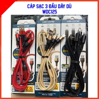 Cáp Sạc 3 trong 1 dây dù WDC-125, Dây Cáp Sạc 3 Đầu Thông Minh Đa Năng, tiện dụng – TAIYOSHOP3