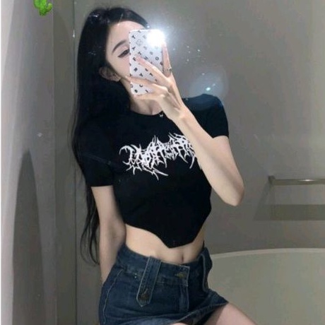 Áo vạt bầu in tay ngắn Croptop siêu ngầu PC