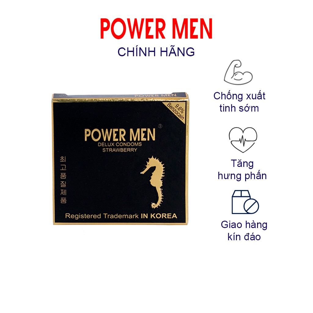 Combo Bao cao su gân gai Powermen Longer Plus Ngọc Trai Trị Xuất Tinh Sớm Hộp 12 bao