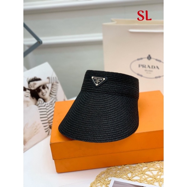 Mũ cói nửa đầu tang pradaa