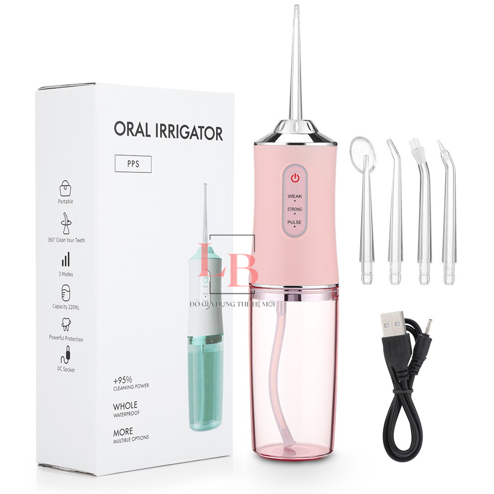 Máy tăm nước cầm tay Oral Irrigator, tăm nước vệ sinh răng 4 đầu tăm bản quốc tế mới nhất 2023