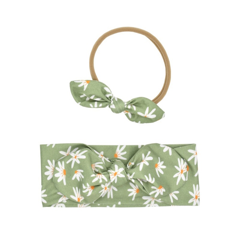 Bộ 3 Món Quần Short + Băng Đô Nơ In Họa Tiết Thời Trang Cho Bé Gái