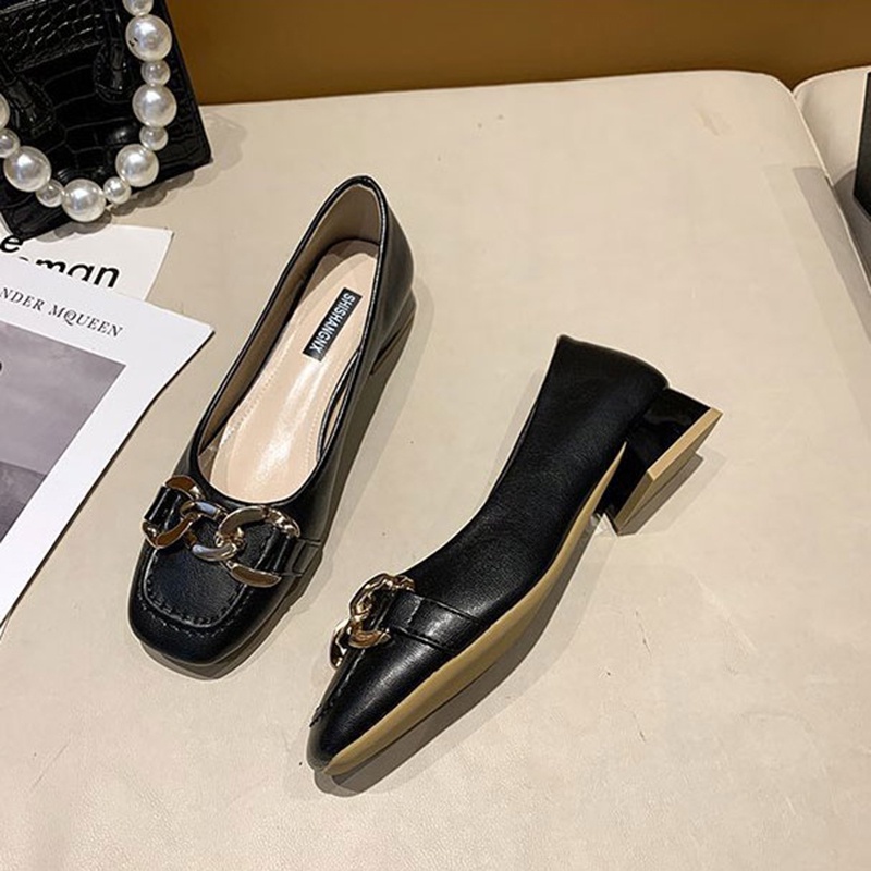 Giày búp bê IELGY mũi vuông đế thấp thời trang Hàn Quốc