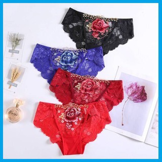 10 Quần lót ren thêu hoa hồng