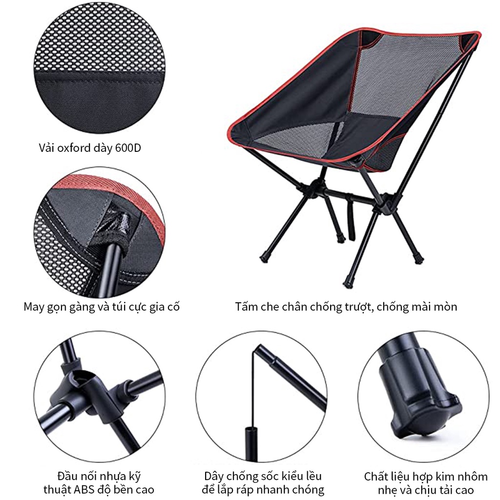 OneTwoFit ghế cắm trại，Siêu nhẹ Ghế thư giãn Câu cá Di động Gấp Ngoài trời Hợp kim nhôm Ghế xếp gọn，thể chịu 120kg