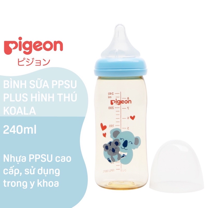 Bình sữa Pigeon PPSU Plus hình thú Koala 160ml / 240ml