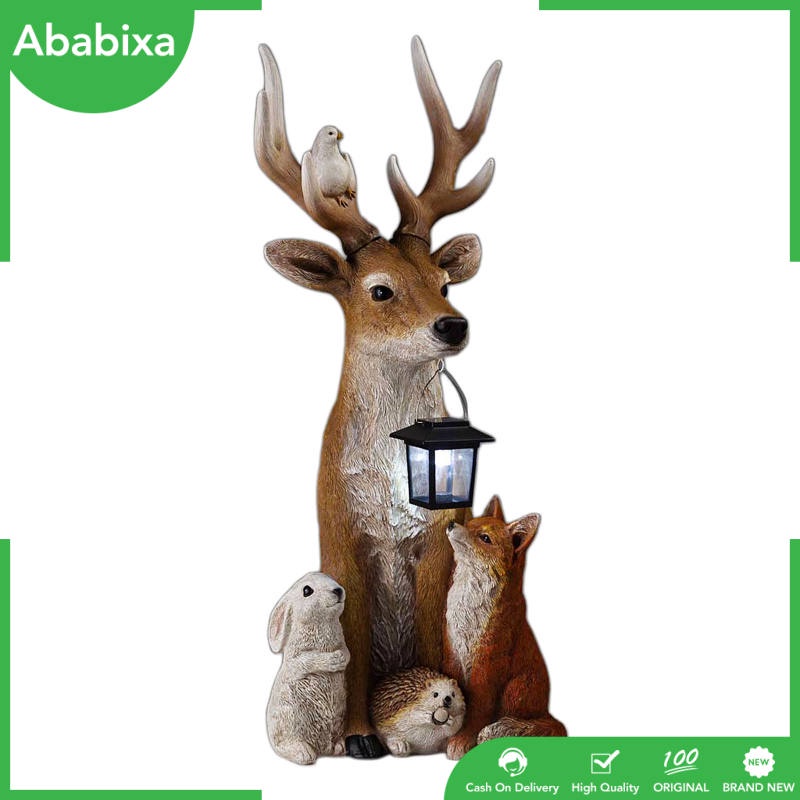 [Ababixa] Tượng Điêu Khắc Nghệ Thuật Hình Hươu Năng Lượng Mặt Trời Thiết Kế Đơn Giản Bằng Nhựa Resin Làm Quà Lưu Niệm Trang