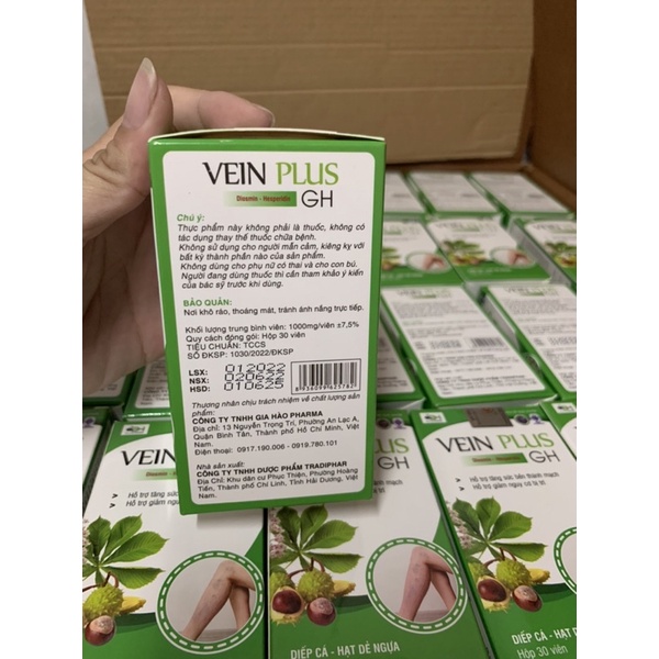 VEIN PLUS GH - Diếp cá, hạt dẻ ngựa - Suy Tĩnh Mạch + Trĩ không còn là nổi lo