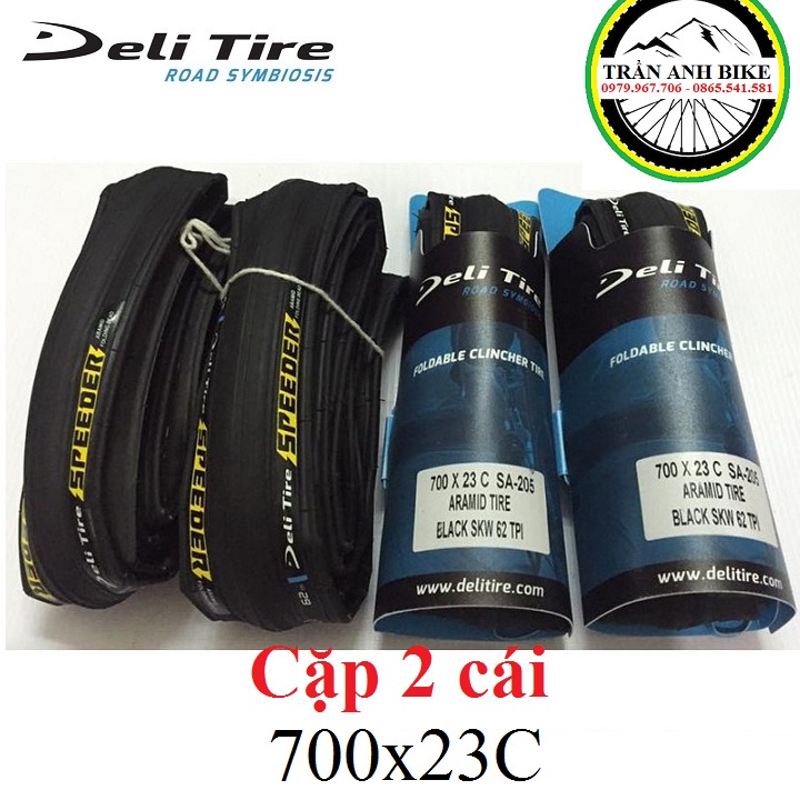 Cặp 2 cái vỏ lốp gấp xe đạp Deli Tire ARAMID SPEEDER 700x23c