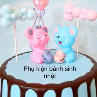 Bộ cặp đôi chuột nhựa mềm đẹp trang trí bánh sinh nhật