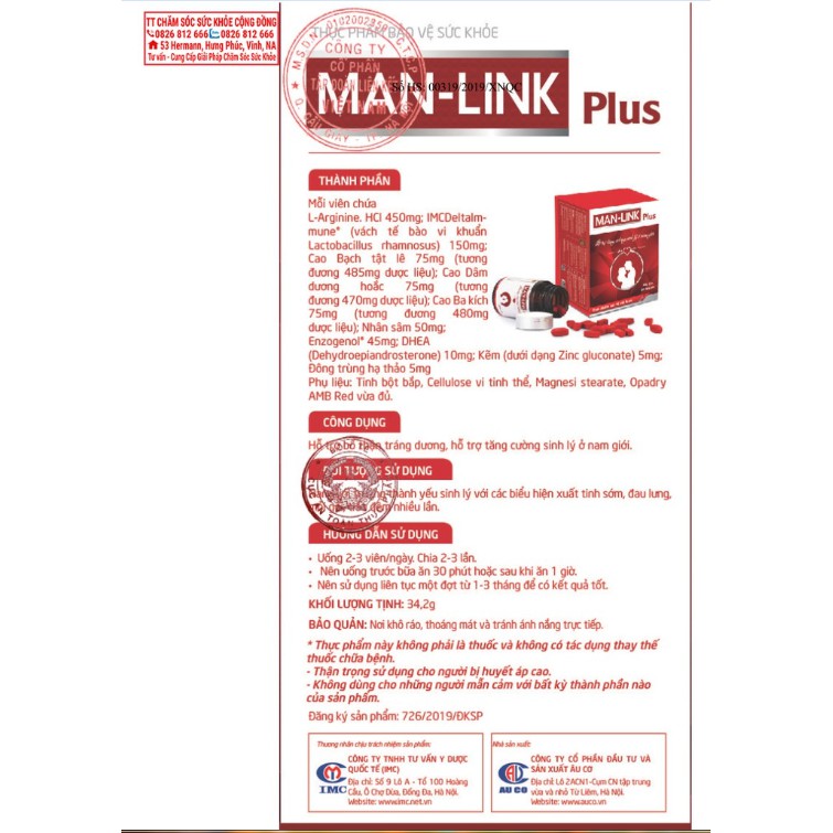 Manlink Plus - Hỗ Trợ Sinh Lý - Giữ Lửa Đam Mê Cho Nam Giới