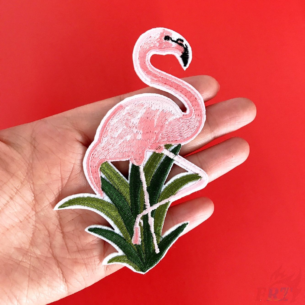 Miếng vá ủi/thêu hình chim hồng hạc xinh xắn trang trí quần áo DIY