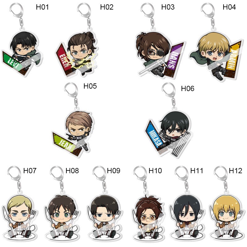 Móc khóa bằng nhựa Acrylic in hình Anime Attack On Titan thời trang
