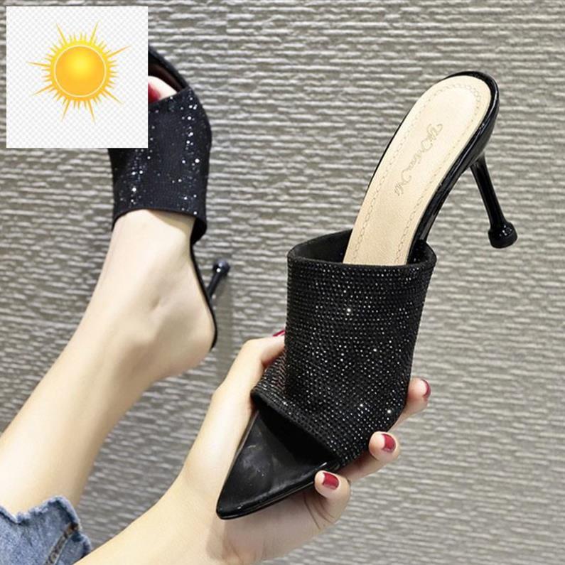 🌺Dép Cao Gót Đính Đá A136 Hở Mũi Nhọn / Giầy Cao Gót Đế Nhọn / Giầy cao Gót Hàn Quốc
