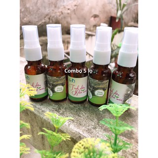 Combo 4 lọ tinh dầu xịt hoa hồng , oải hương , sả chanh , ngàn hoa 20ml tặng 1 lọ