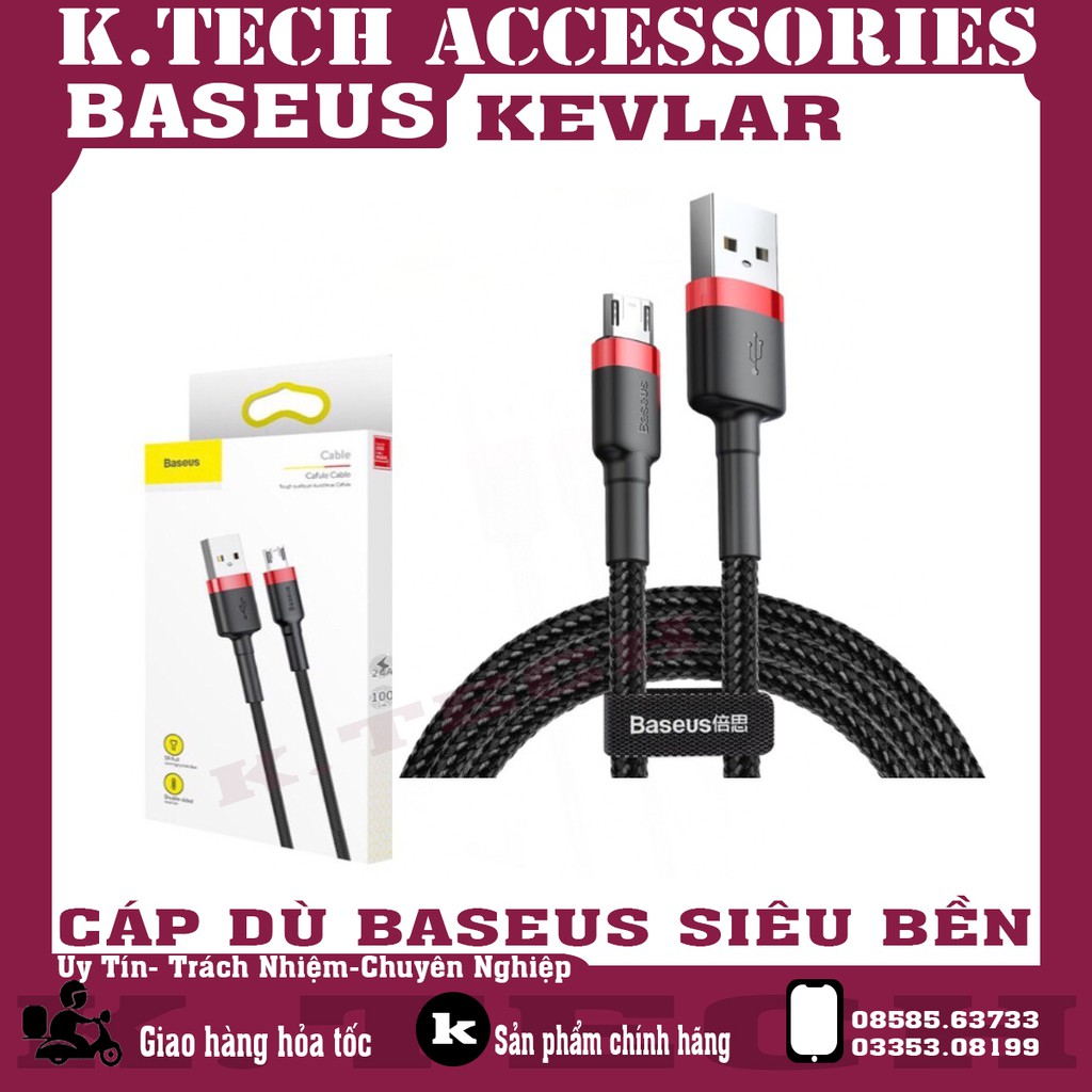 Cáp Dù Baseus Kevlar Lightning Chính Hãng - Dài 1m-2m