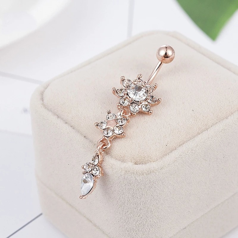 Khuyên Rốn Đính Đá Bằng Thép Không Gỉ Thời Trang