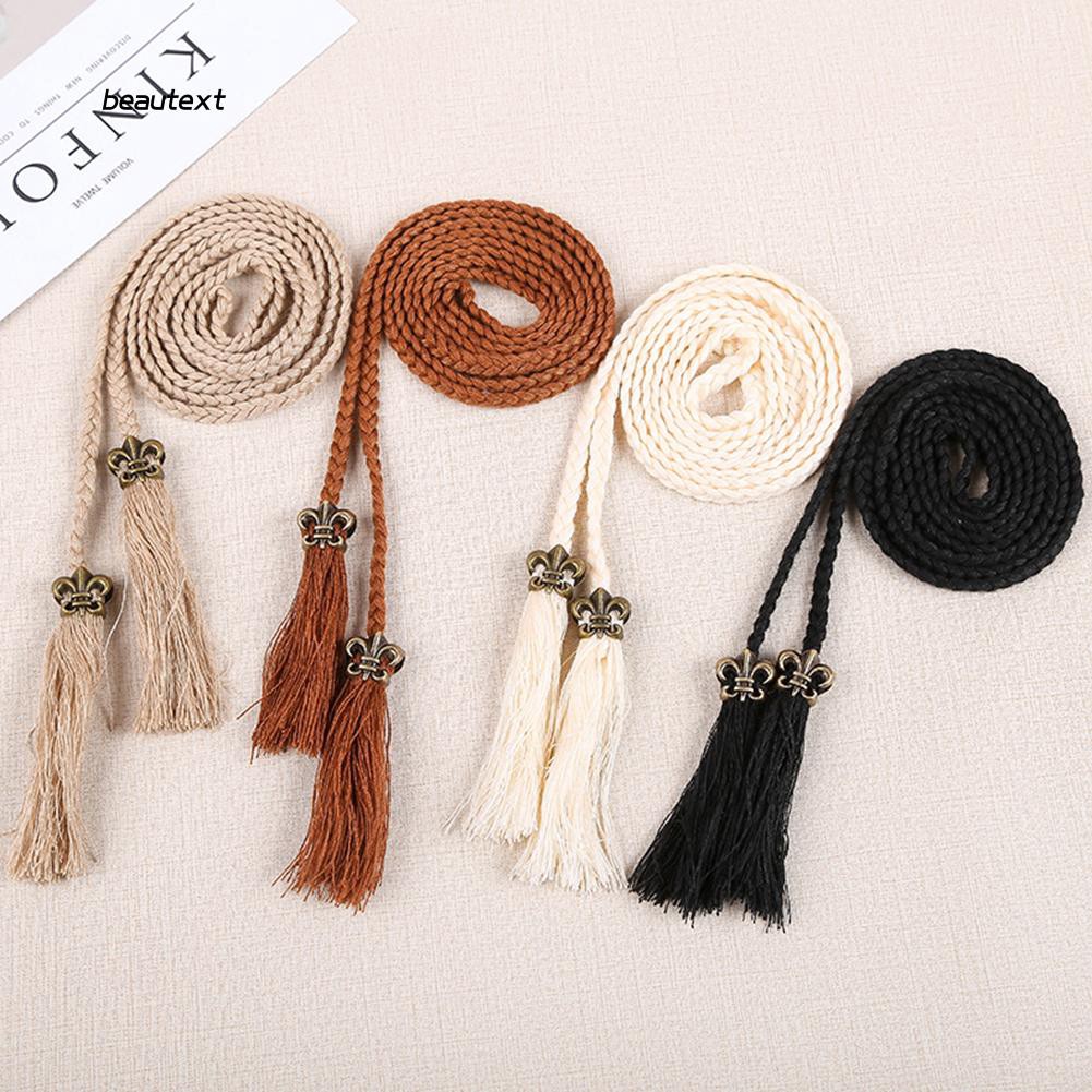 Thắt lưng trang trí dạng dây thừng phối tua rua xinh xắn cho nữ