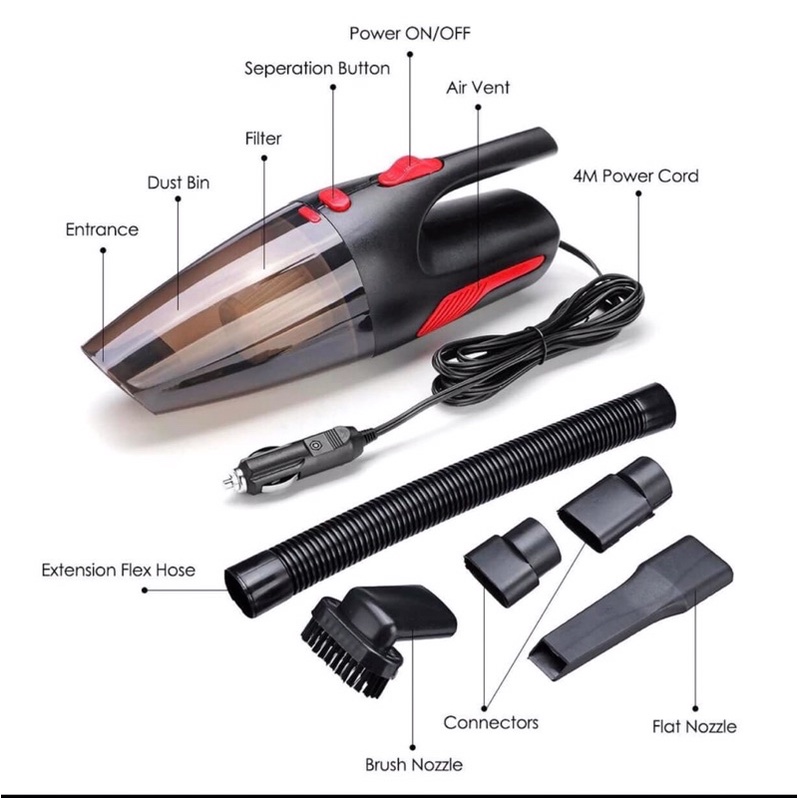 Máy hút bụi ô tô, máy hút bụi loại có dây cắm tẩu ô tô 12v công xuất 120w