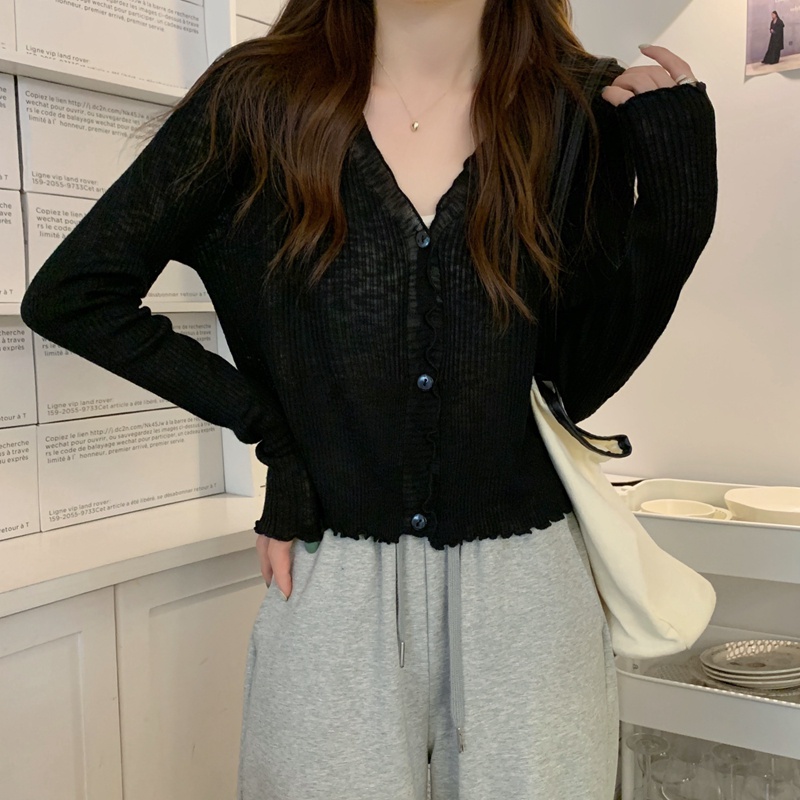Áo Khoác Cardigan Dệt Kim Mỏng Tay Dài Chống Nắng 51927