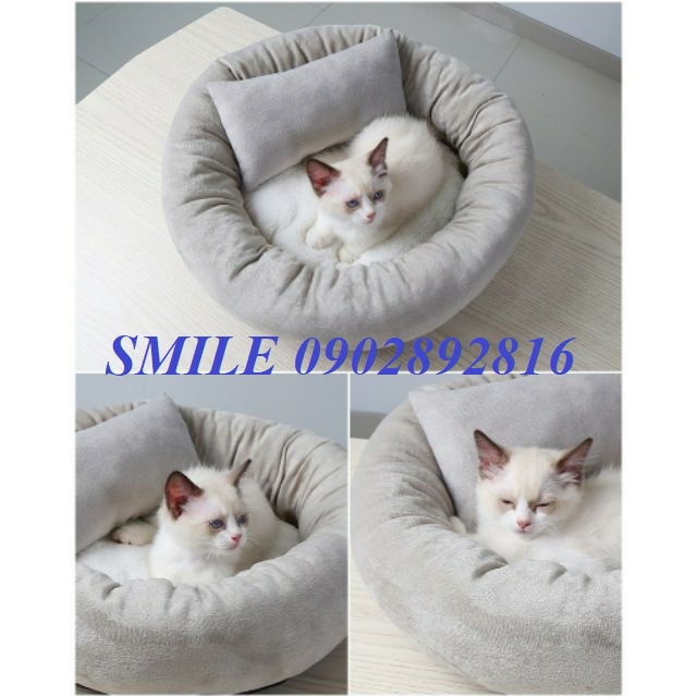 {Freeship} Đệm/Nệm Ổ Nằm Tròn Cho Chó Mèo Vải Mềm, Mịn, Êm