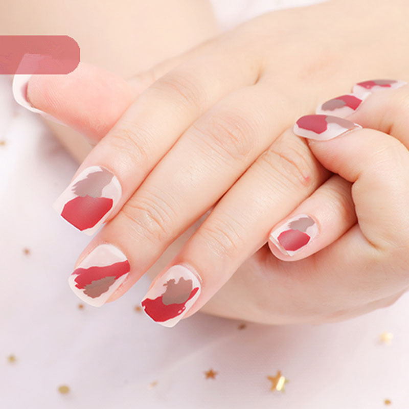 WE FLOWER (Hàng Mới Về) Set 24 Móng Tay Giả Màu Đỏ Rượu Vang Xinh Xắn